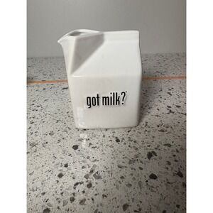 VTG 90s‎ "Got Milk" Ceramic Milk Carton Pitcher Jug Creamer Small White Novelty